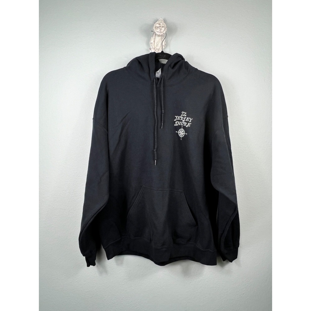 THE JERSEY SHORE Sweatshirt Hoodie‎ Black Gildan Heavy Blend East Coast Beach